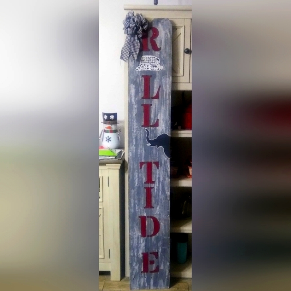 Alabama football theme porch leaner sign